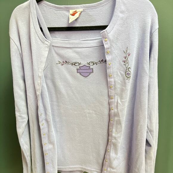 Rare Y2K Harley Davidson 2 Piece Lilac Set - Picture 6 of 7